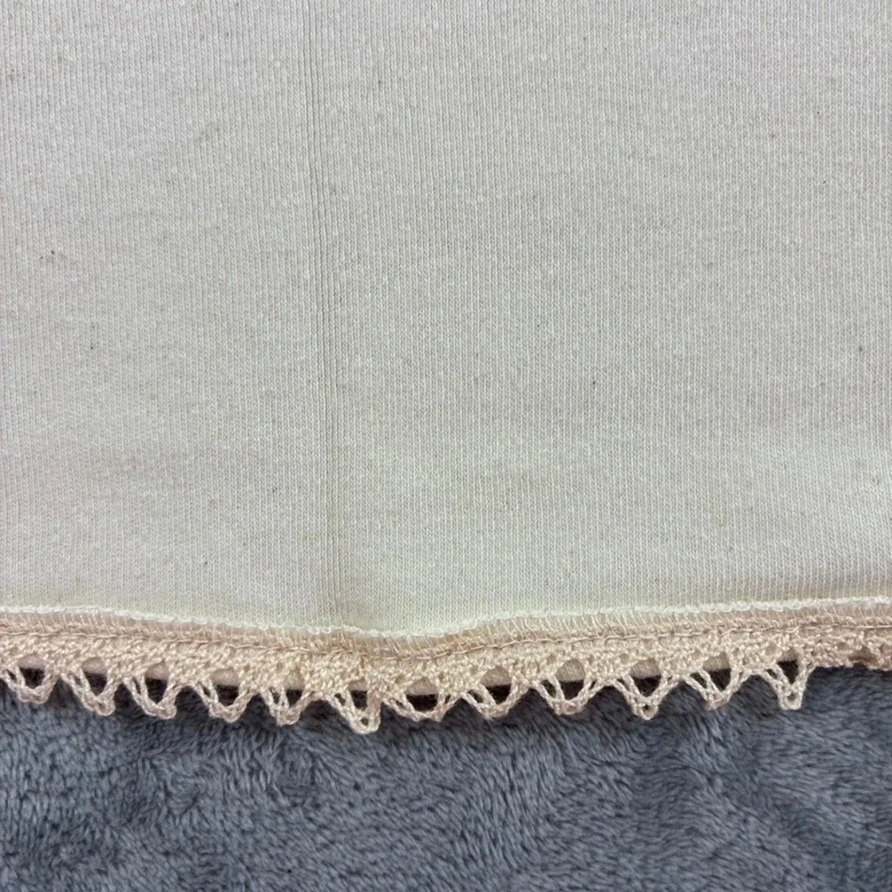 New EcoSport Organic Cotton Baby Receiving Blanket Cream Crochet Lace Trim